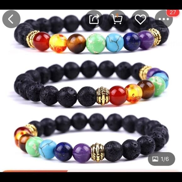 Set of (3) Lava Rock Essential Oil Diffuser Bracelets - Picture 1 of 9